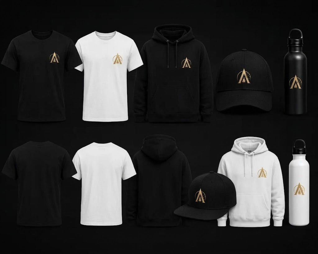 The Awakening apparel and accessory lineup: tees, hoodies, caps and water bottles